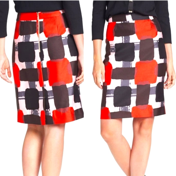 Kate Spade Jordan Checkered Silk Pencil Skirt - Picture 1 of 5